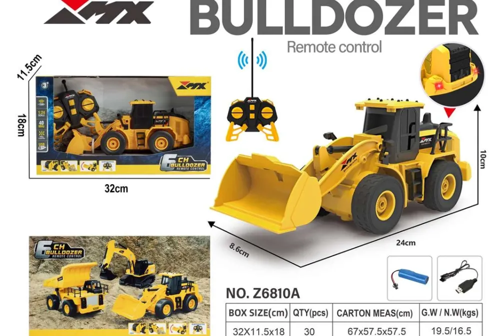 Rodes Fjernstyret Bulldozer 1:24 – Kompletsæt Fashion