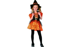 Rodes Orange Heksedragt m. hat – 140 / 160 cm Hot