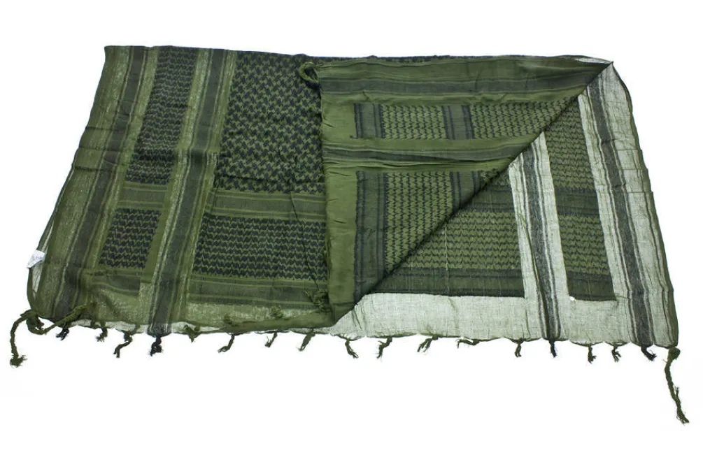Rodes Shemagh Tørklæde 110 x 110 cm – Oliven/Sort Clearance