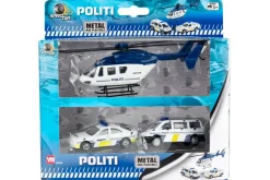 Rodes Speedcar sæt – Politi helikopter og 2 Politi Biler Fashion